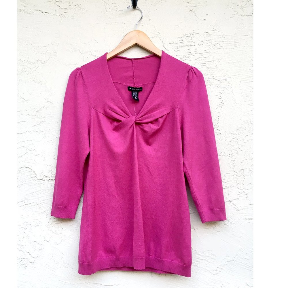NY&Co Twist Front V-Neck Silk Blend Sweater (L)